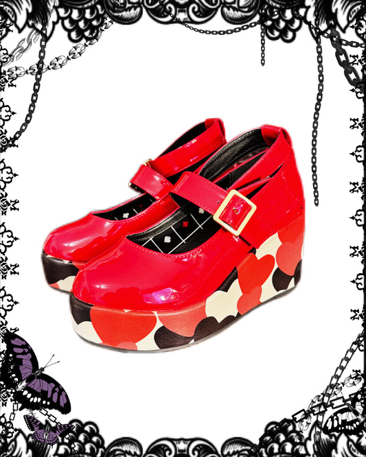 Yosuke Heart Print Platform Shoes