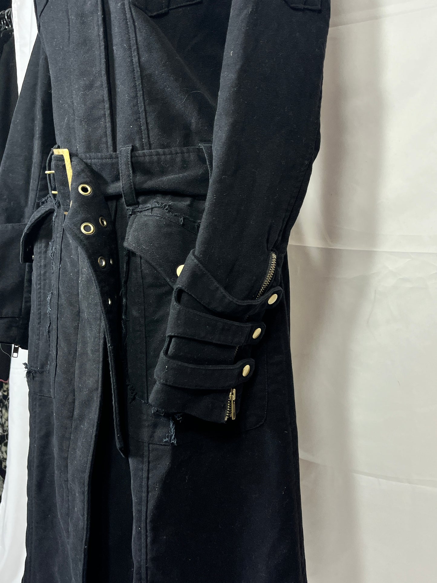 Black Peace Now Fur Collar Buckle Dress Coat