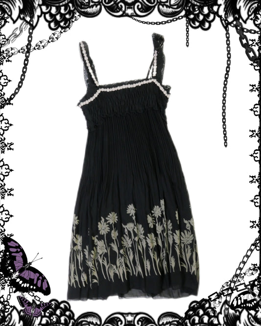 L'est Rose Floral Mesh Tank Top Dress