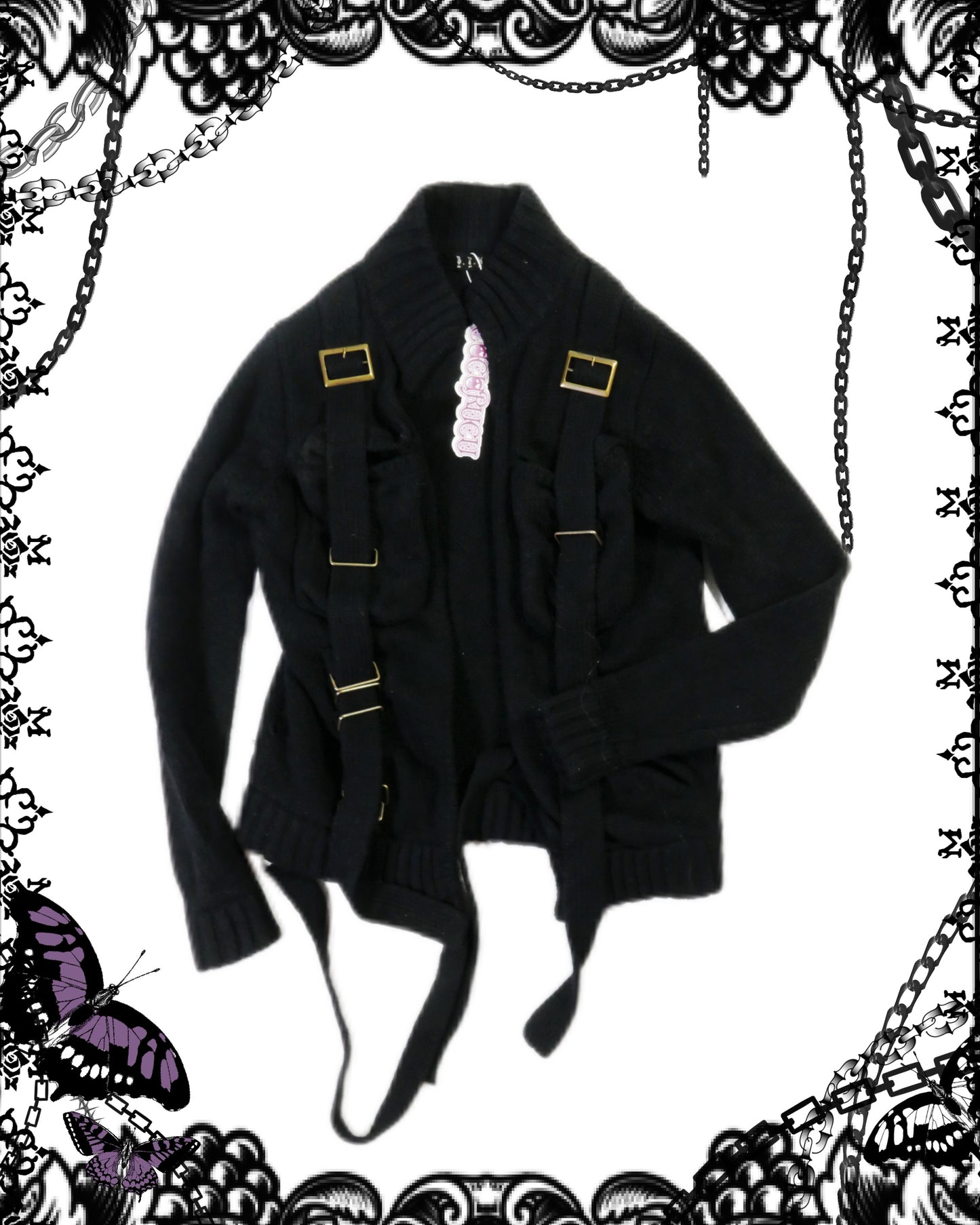 Black Peace Now Buckles Cardigan