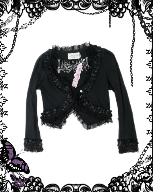 h.Naoto Frill Lace Crop Cardigan