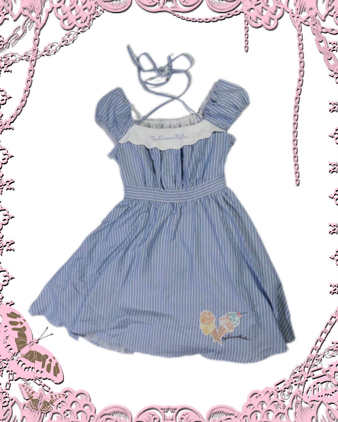Secret Honey Stripe Ice Cream Print Dress