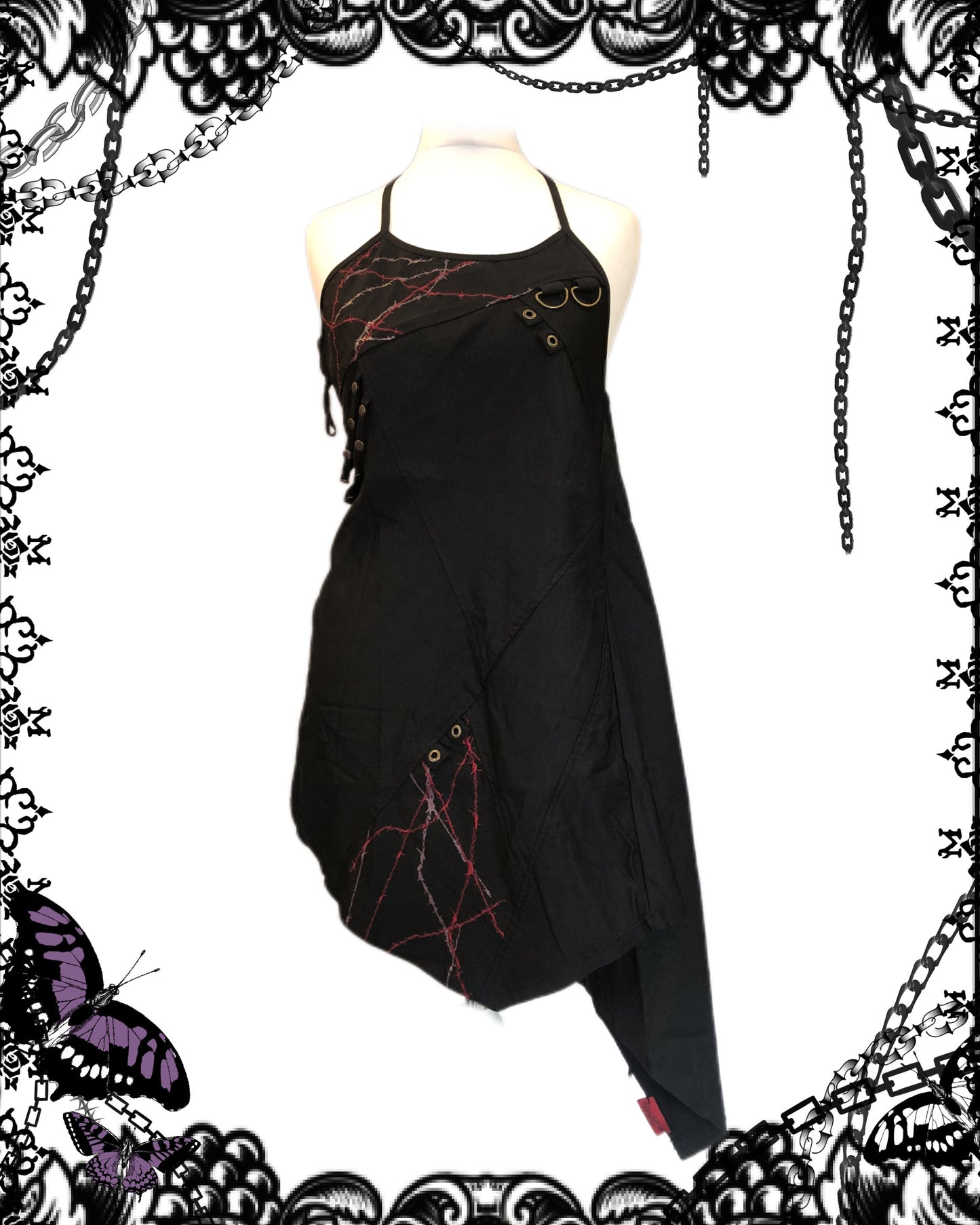 OZZ ON Thorns Print Backless Halter Top