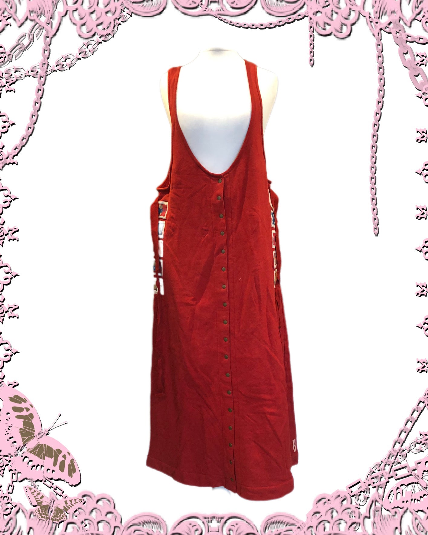 Pink House Button Up Overall Maxi Dress