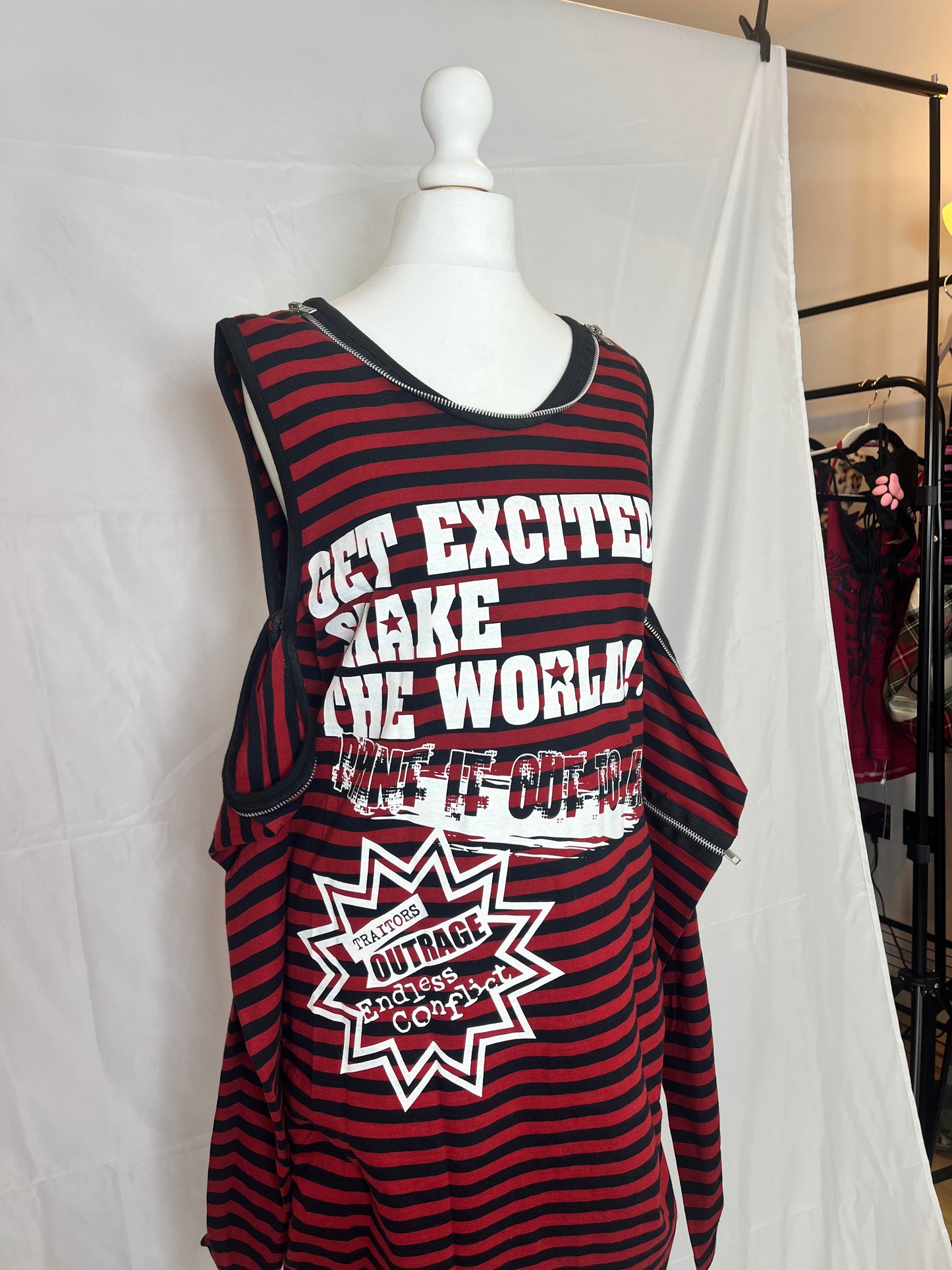 Sexpot Revenge Multi-Layers Red Stripe Print Top