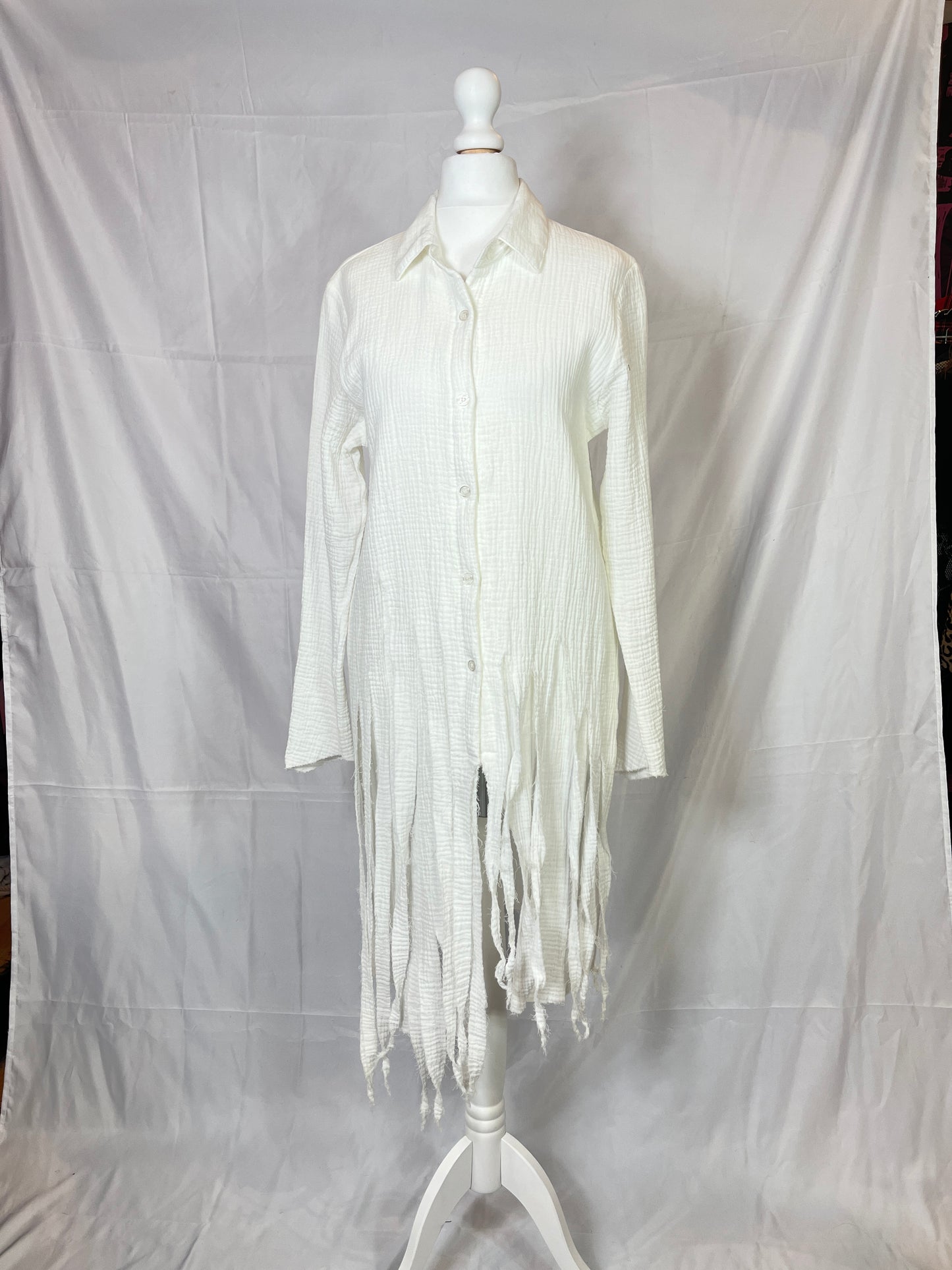 Drughoney White Button Up Shirt Dress