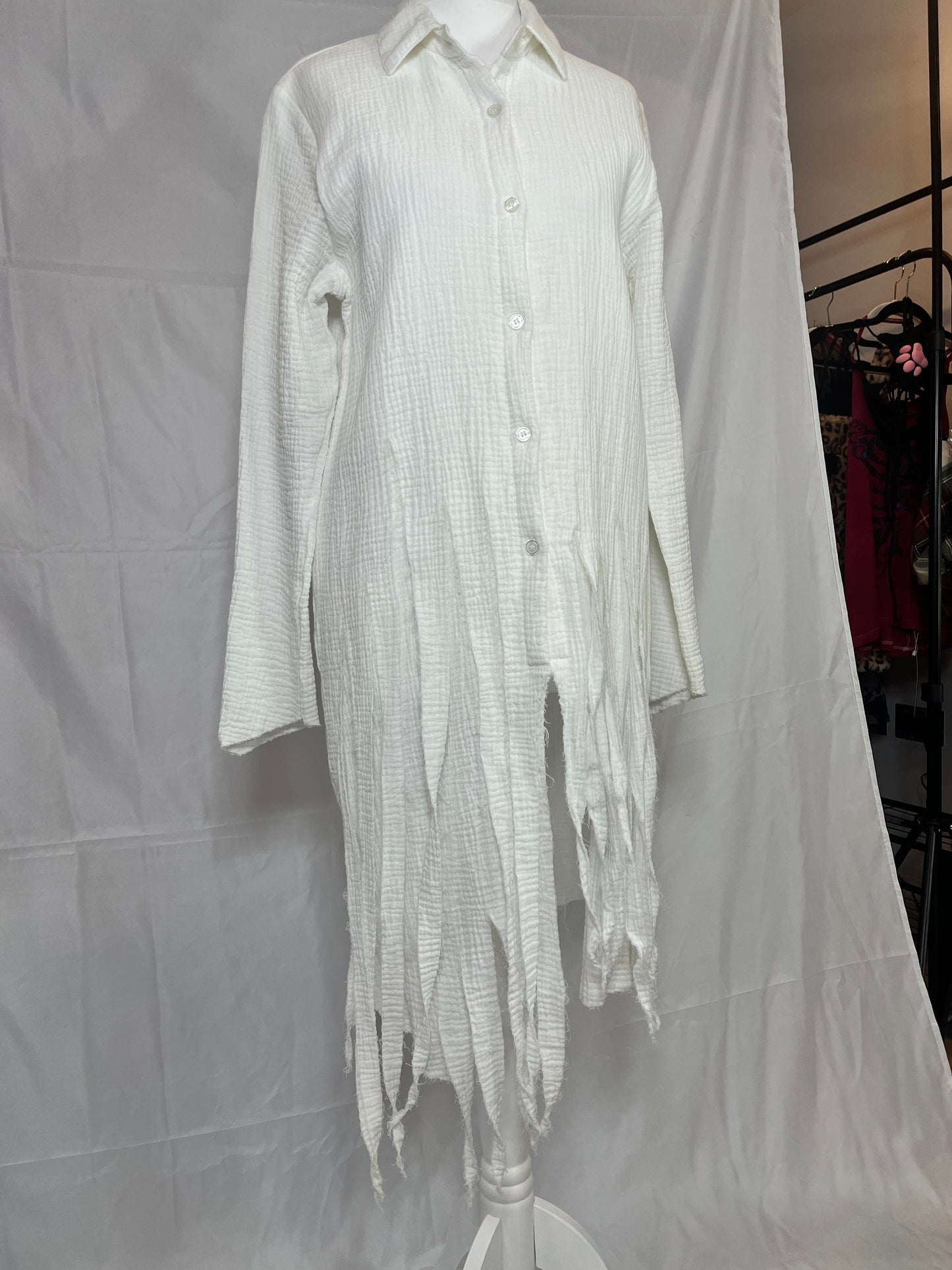 Drughoney White Button Up Shirt Dress
