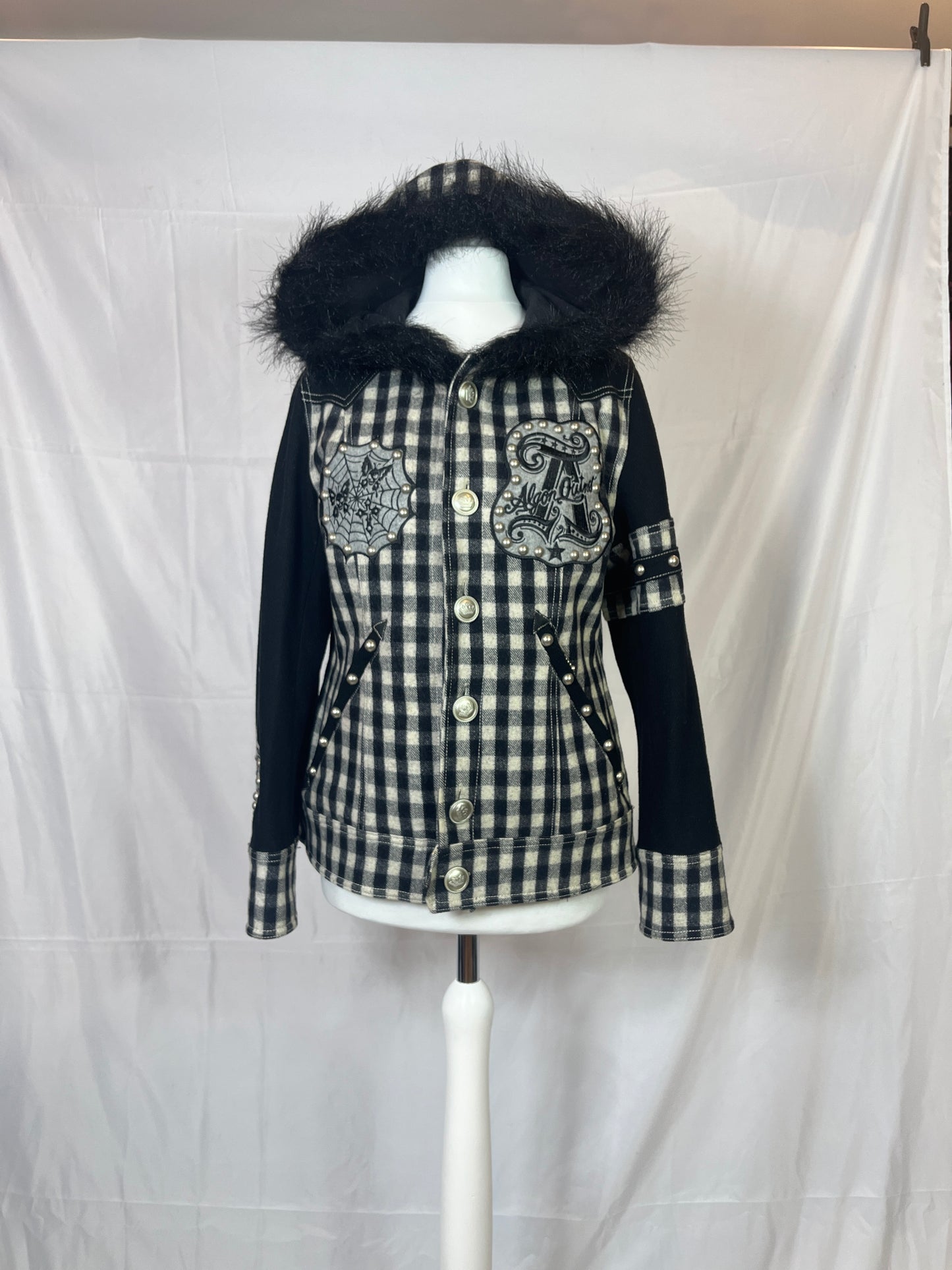 Algonquins Checkboard Fur Hood Jacket