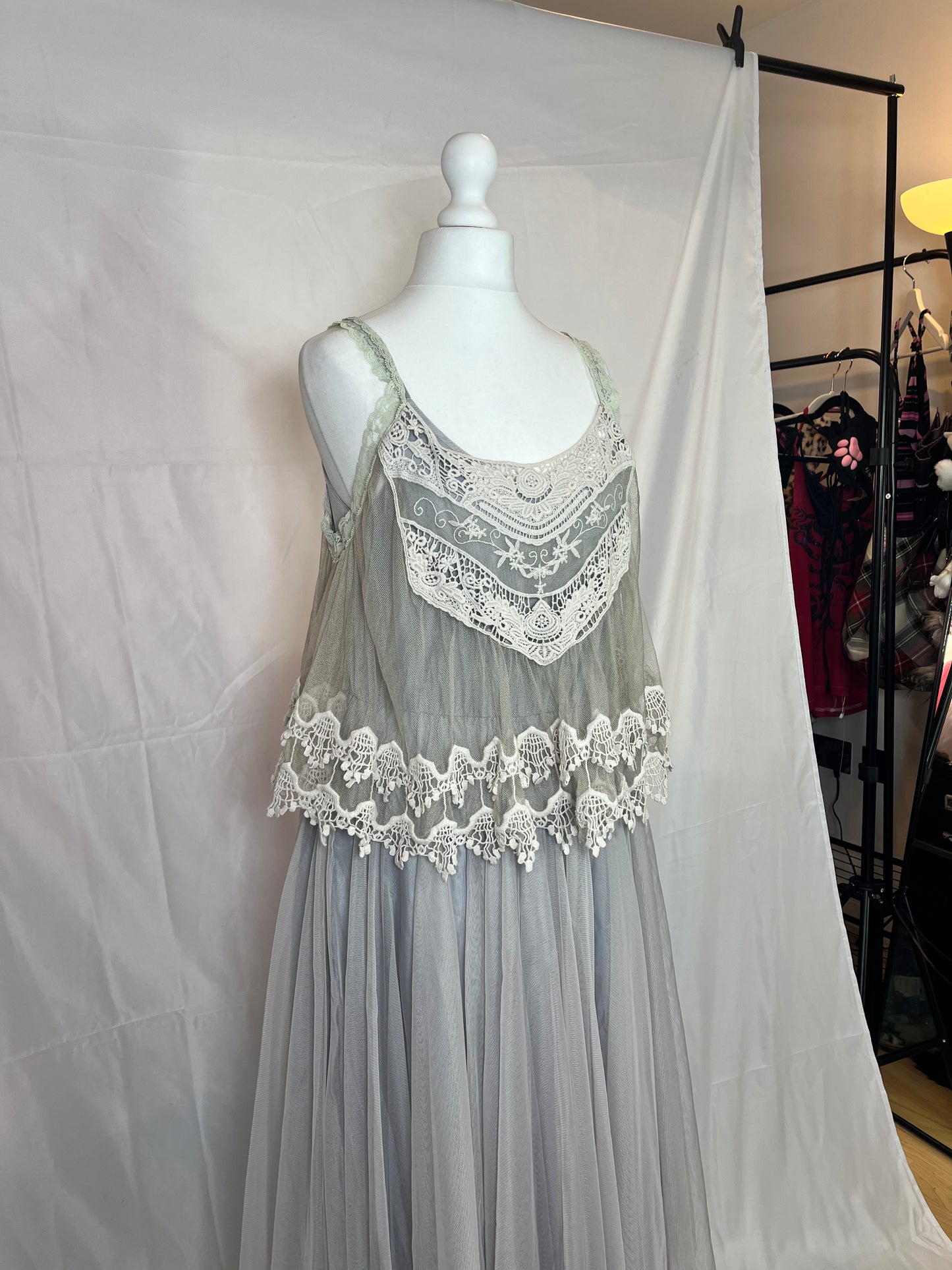 Axes Femme Gray Mesh Dress