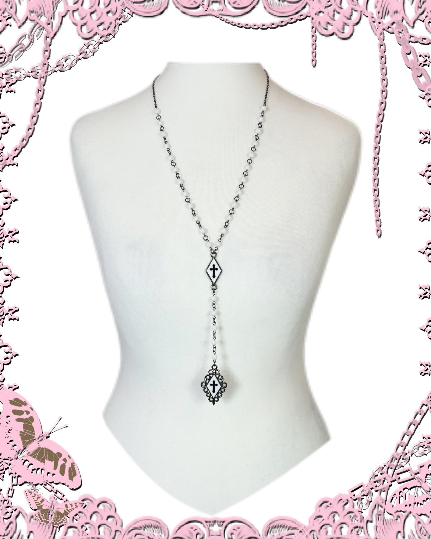 Sheglit Diamond Shape Cross Necklace