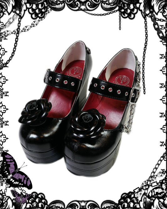 Yosuke Rose Black Platform Shoes