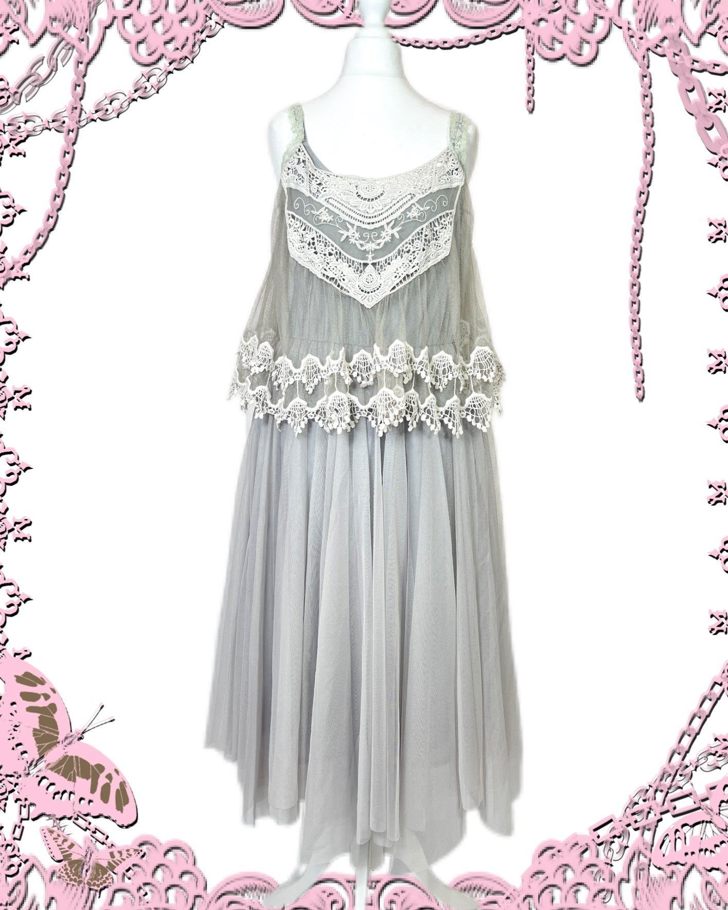 Axes Femme Gray Mesh Dress