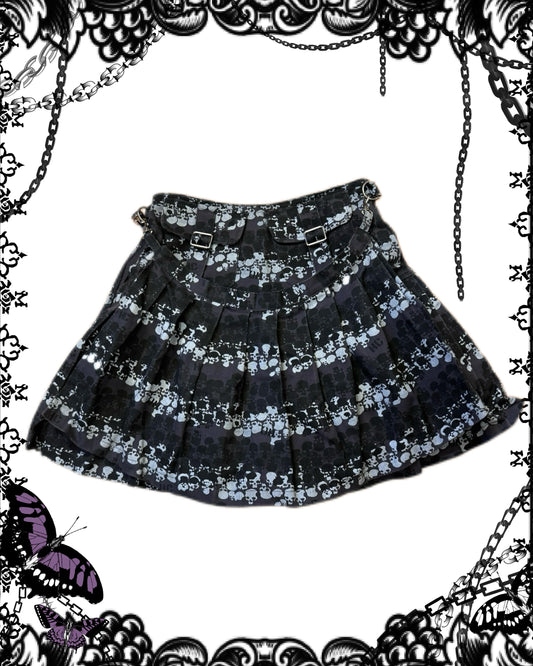 Hell Cat Punks Double-Layers Skull Print Skirt