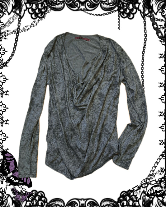 Seana Draped Collar Long-Sleeves