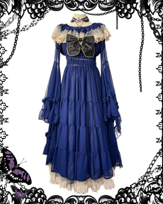 Triple Fortune Blue Mesh Ruffle Dress