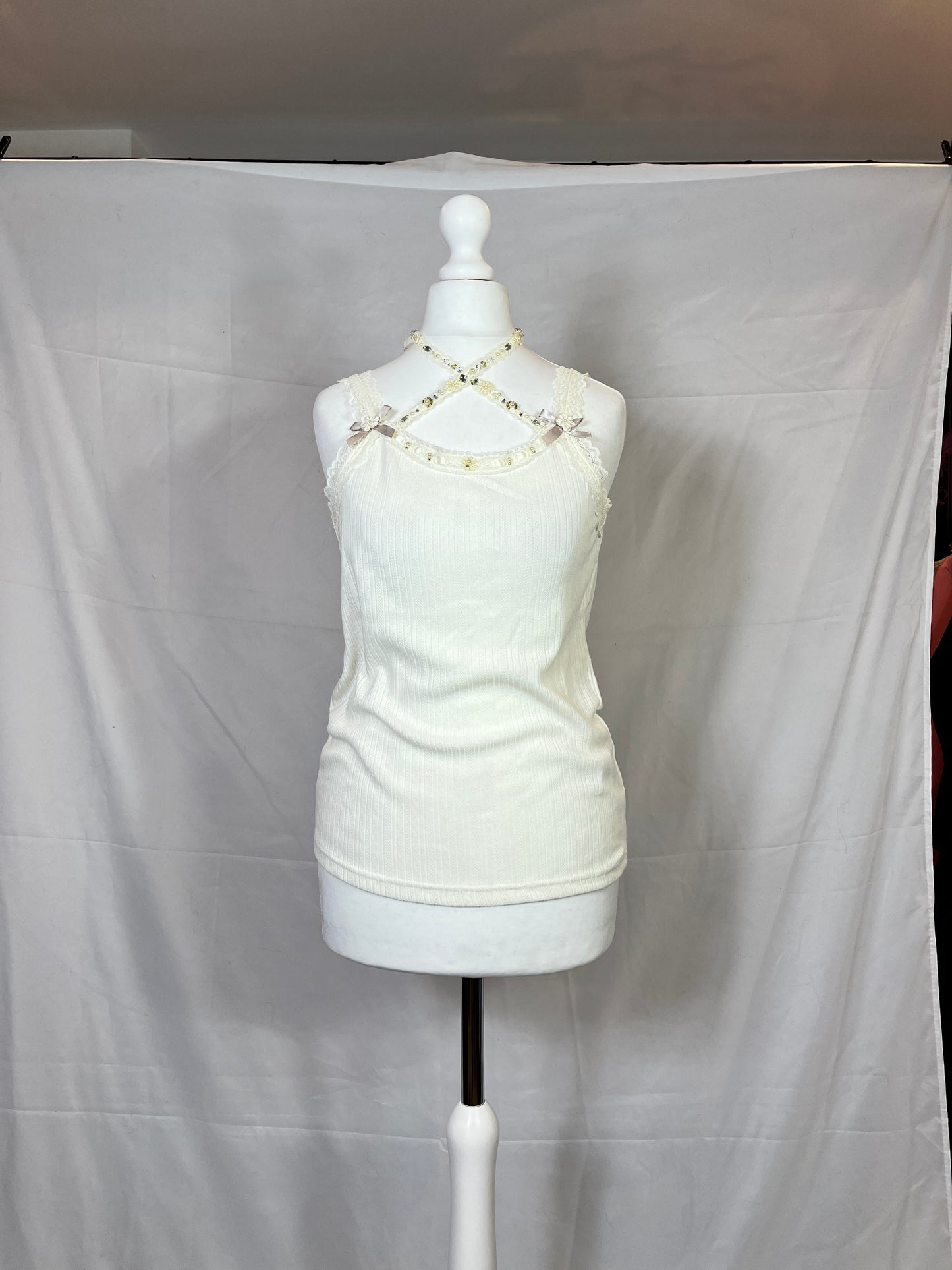Axes Femme Jewel Lace White Tank Top