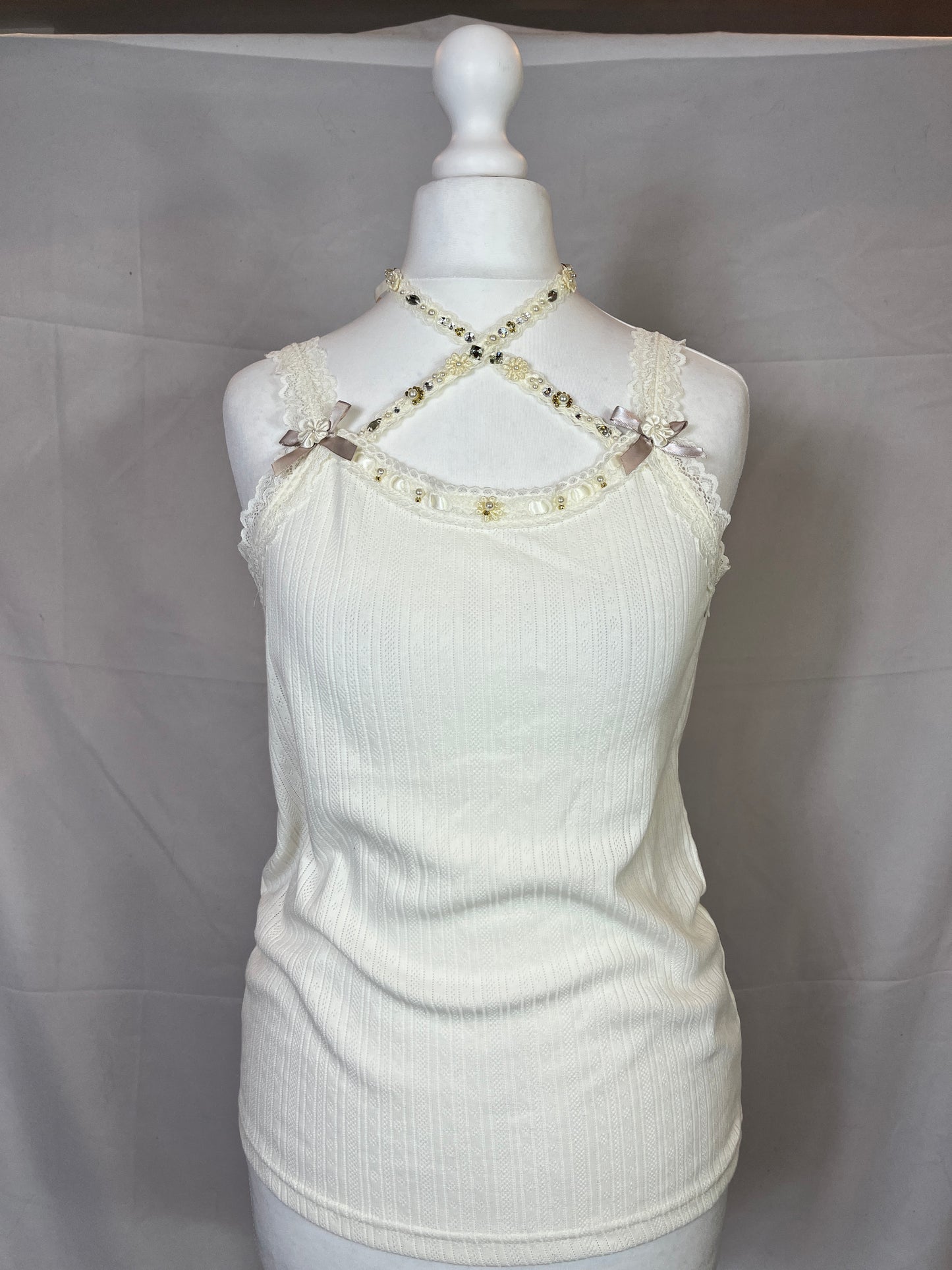Axes Femme Jewel Lace White Tank Top