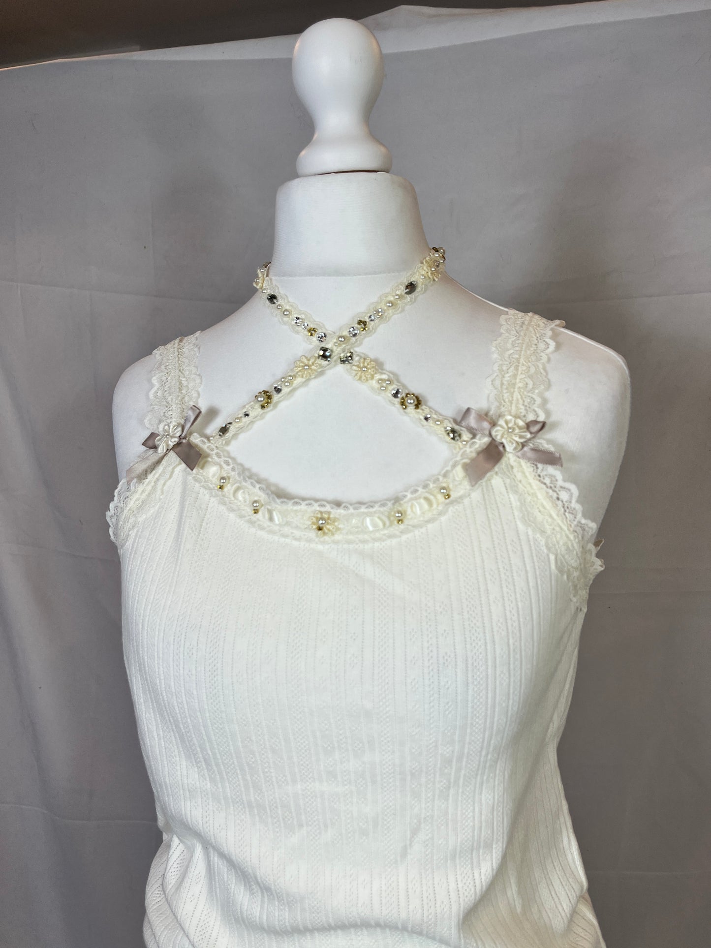 Axes Femme Jewel Lace White Tank Top
