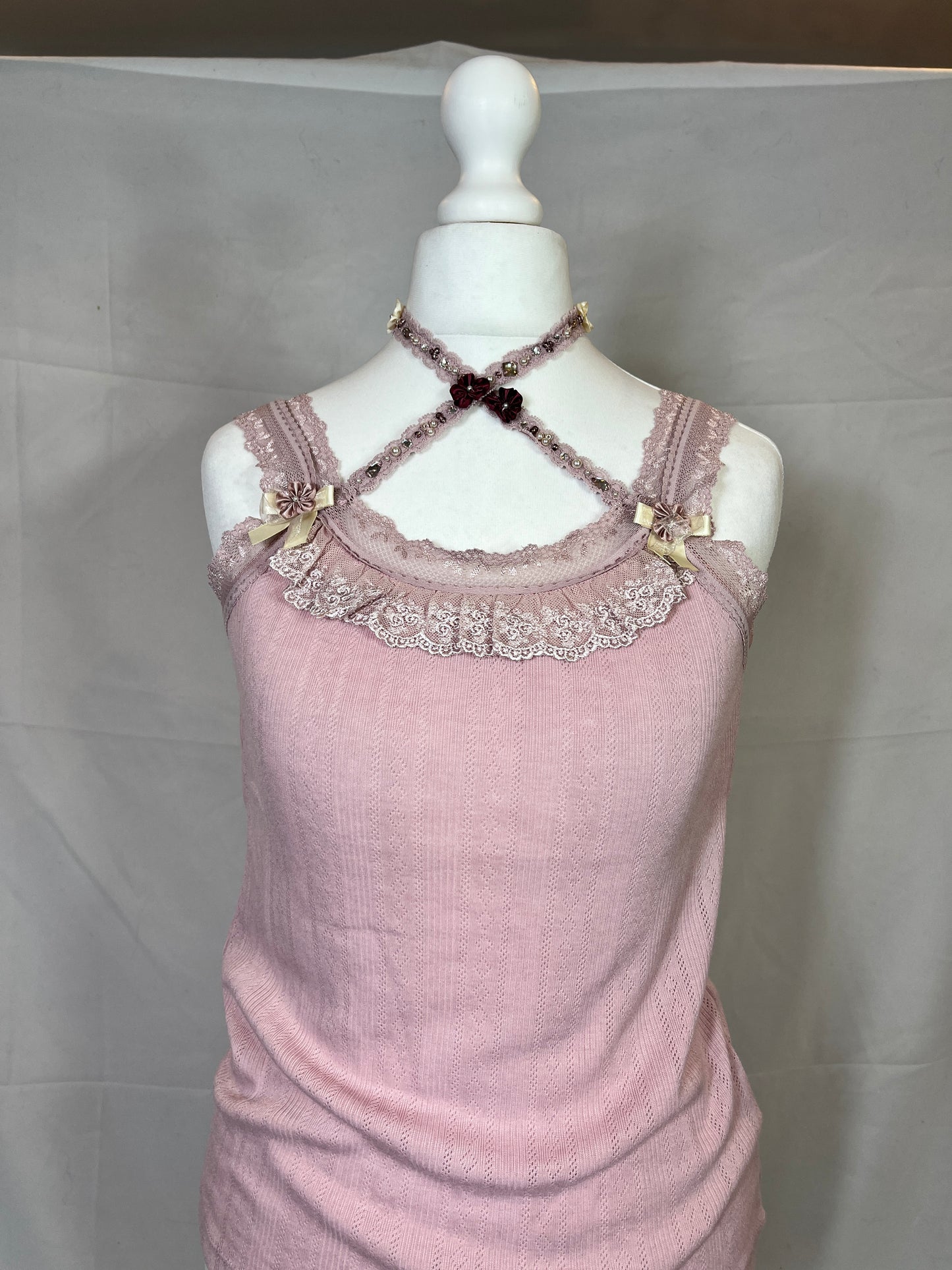 Axes Femme Jewel Lace Pink Tank Top