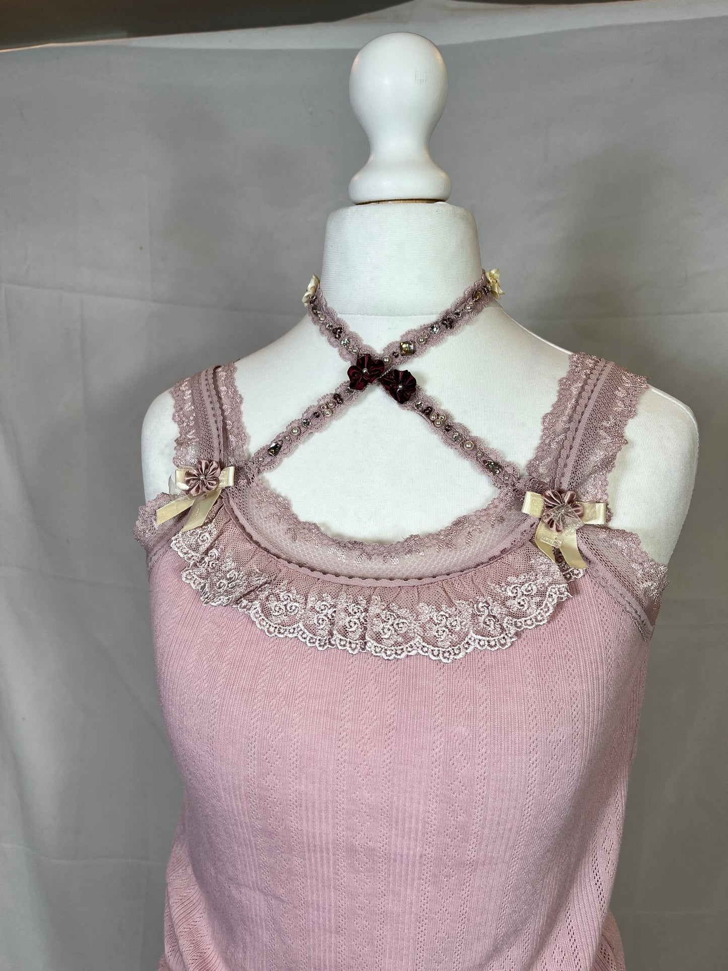 Axes Femme Jewel Lace Pink Tank Top