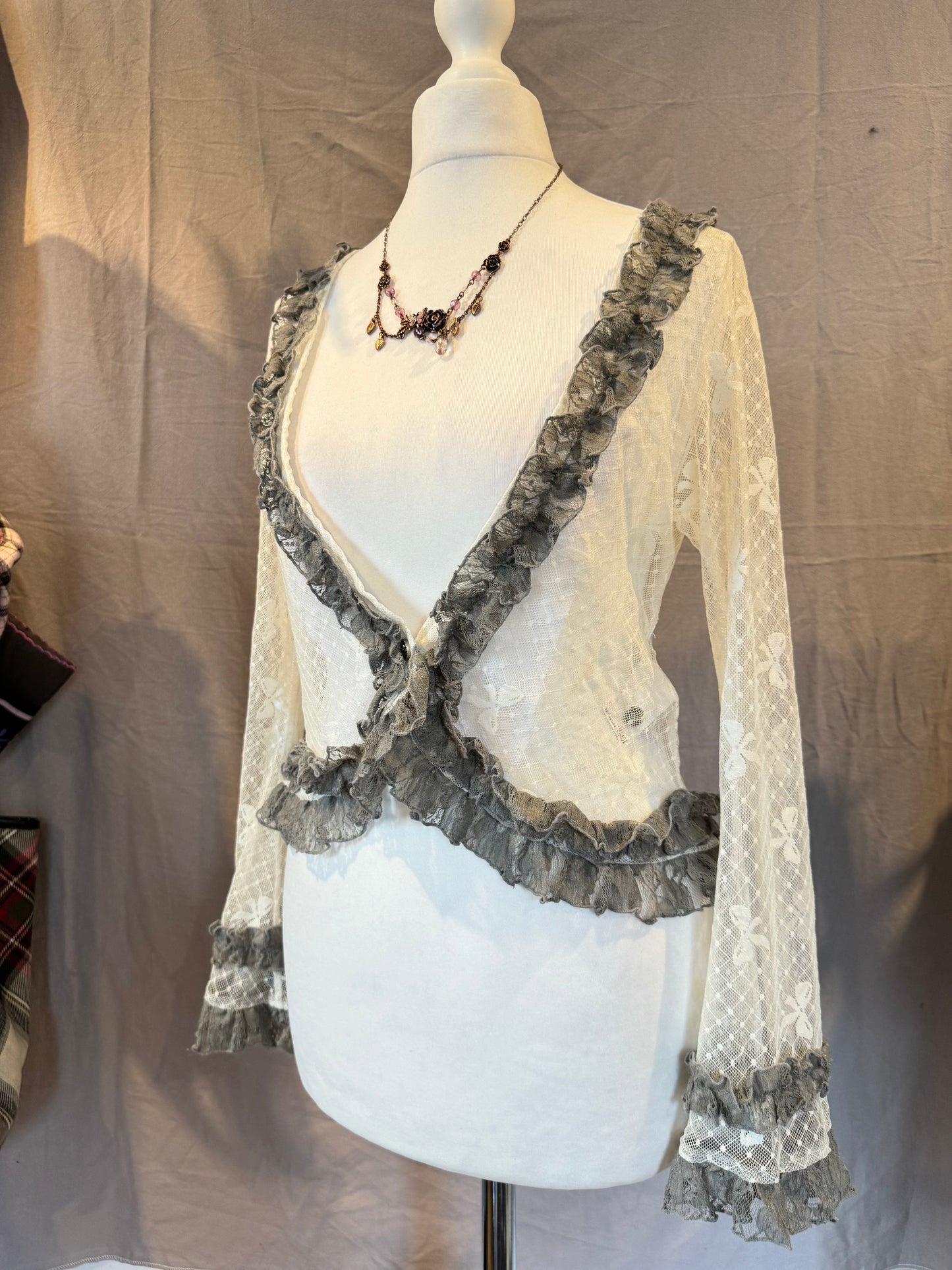 Gramm Mesh Ruffle Blouse