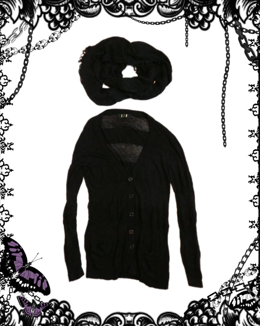 Black Peace Now Cardigan with Scarf