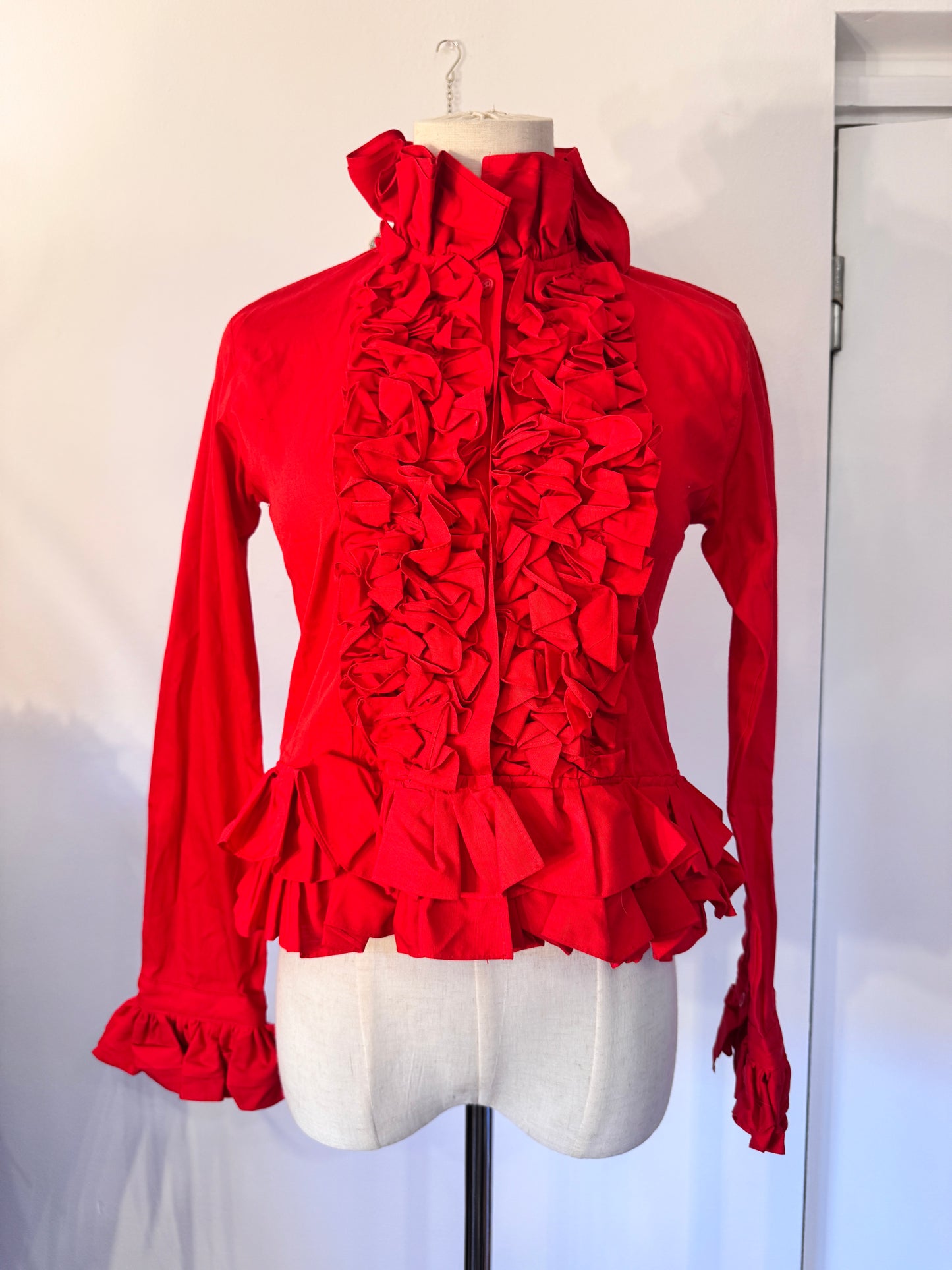 Sexy Dynamite Red Ruffle Button-Up