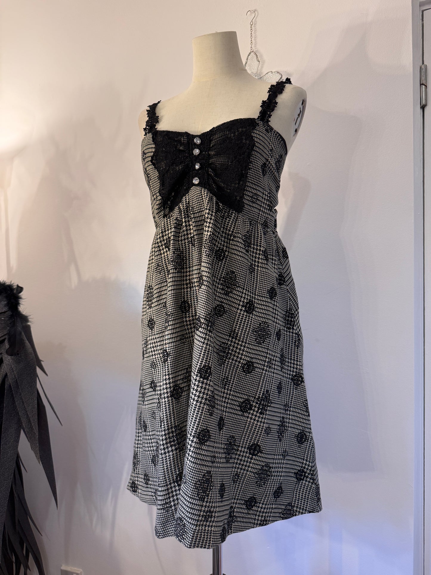 Axes Femme Plaid Lace Tank Top Dress