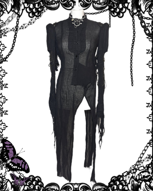 alice auaa Lace Up Black Mesh Shirt