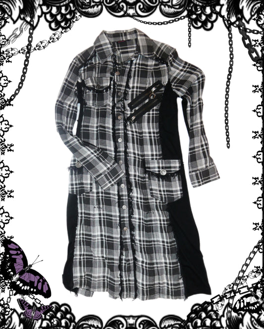 Algonquins Grey Plaid Shirt Dress