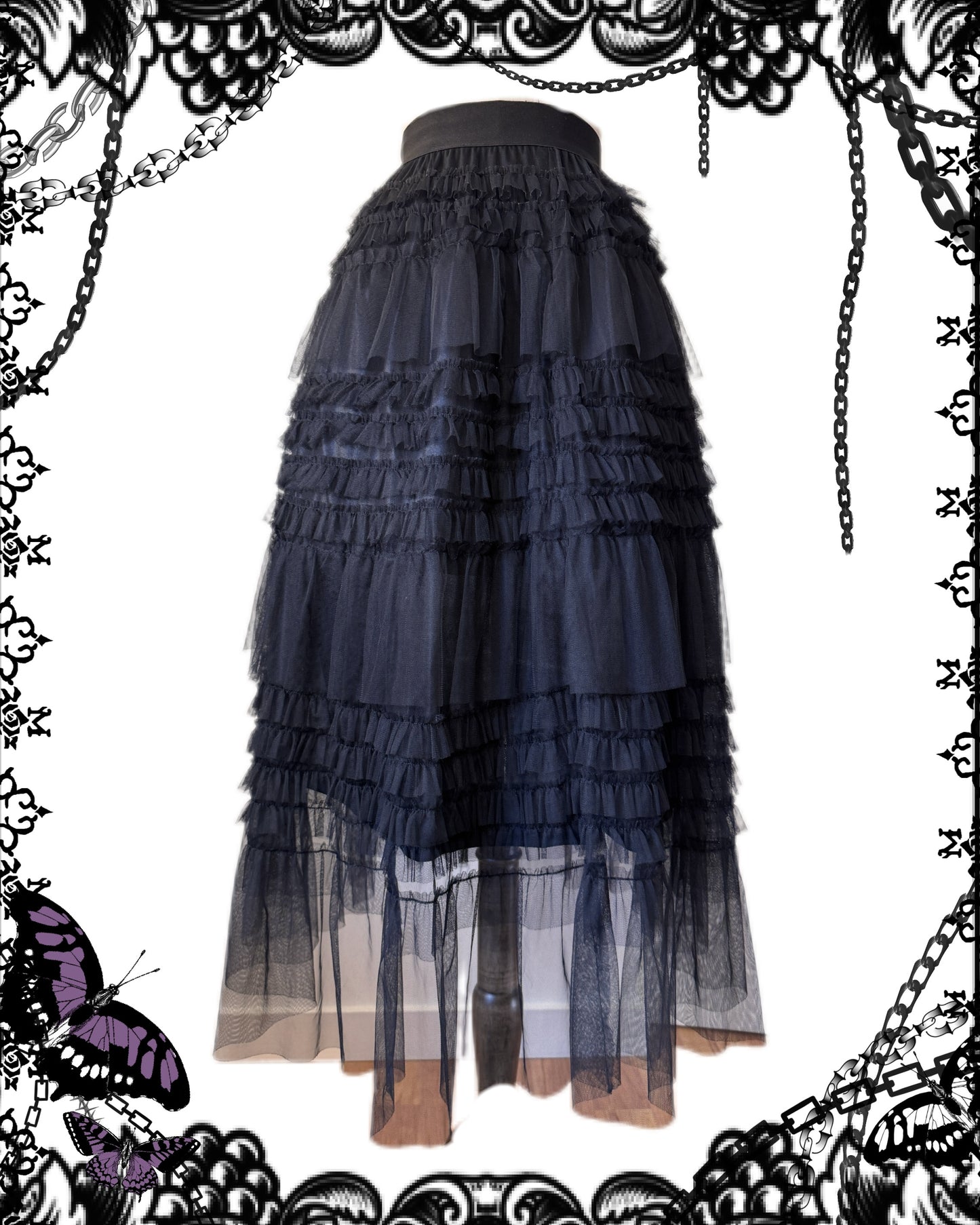 Axes Femme Multi-Layers Mesh Maxi Skirt