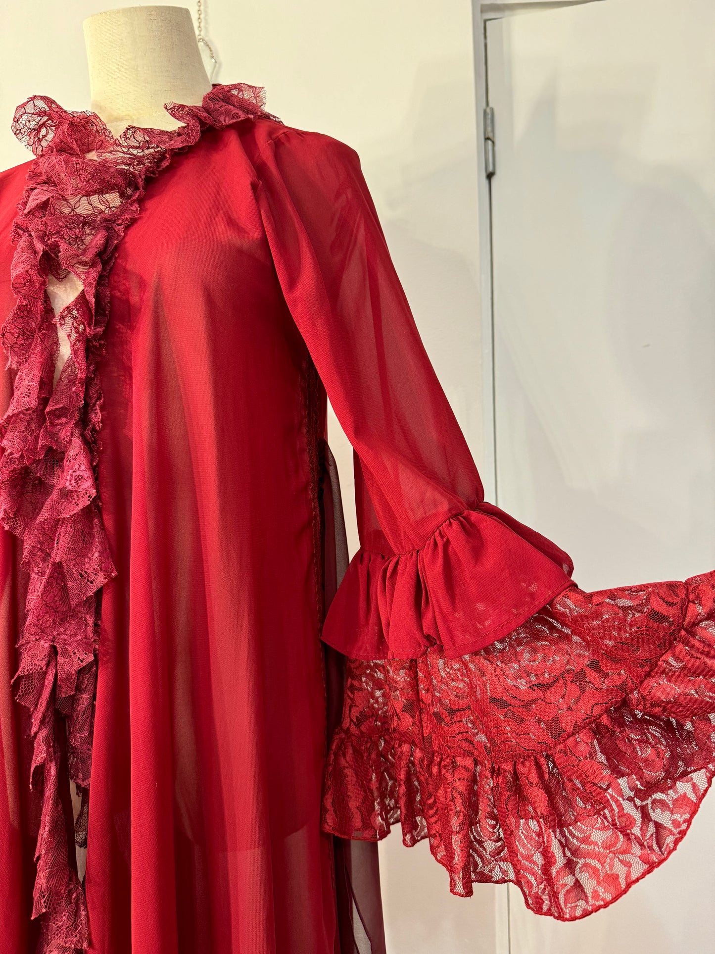 MR Corset Red Ruffle Long Blouse