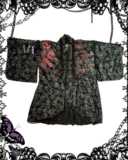 Mad Punks Skull Print Yukata