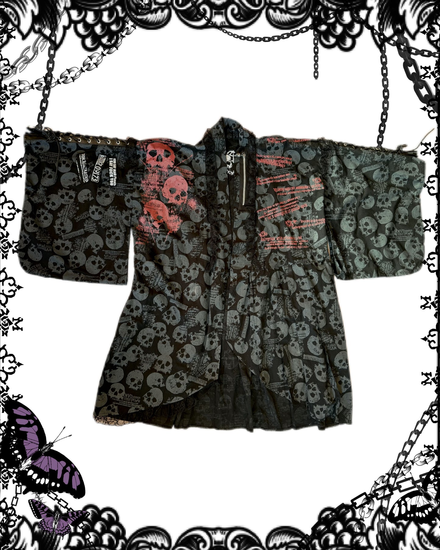 Mad Punks Skull Print Yukata