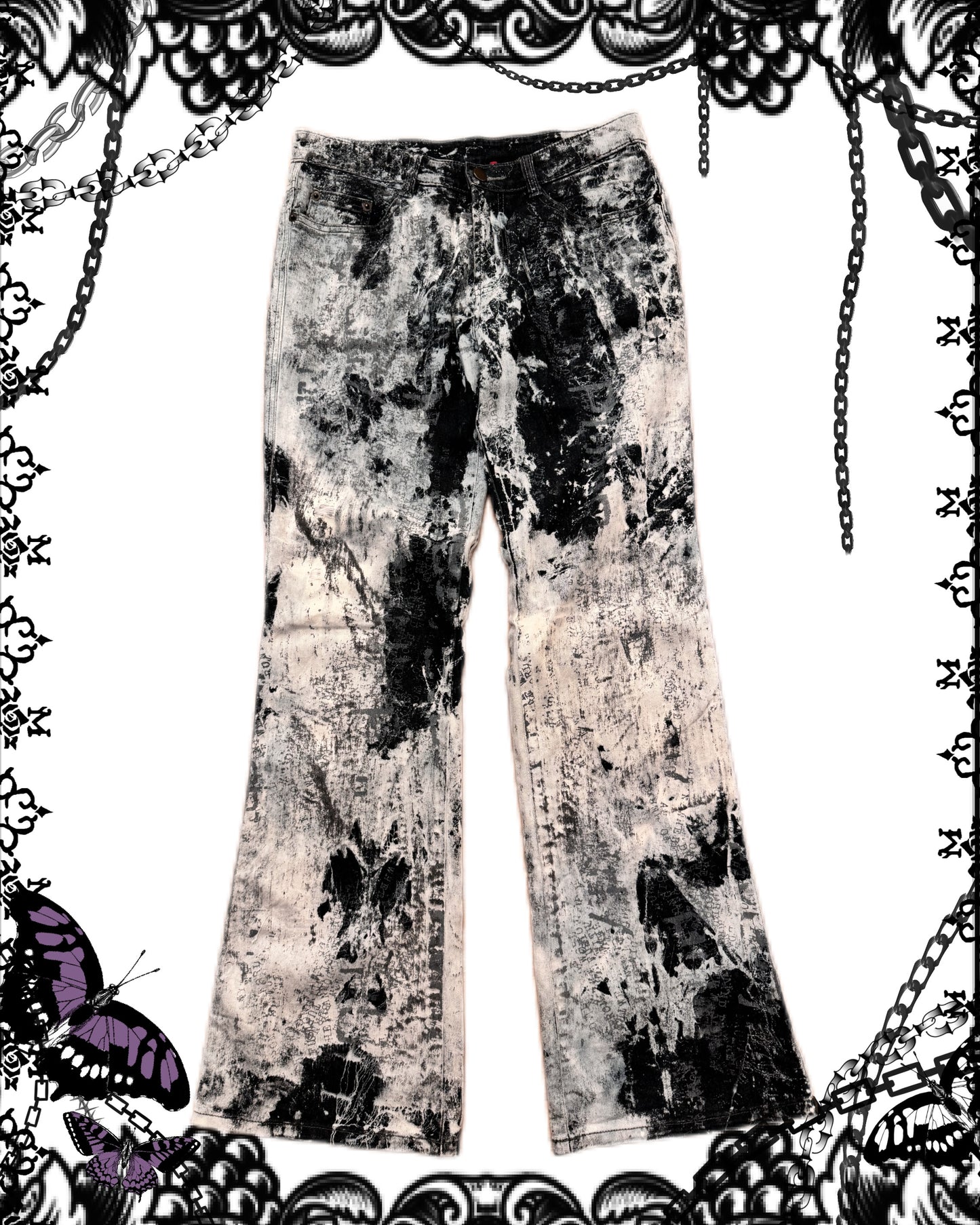 h.Anarchy Dye and Letter Print Jeans