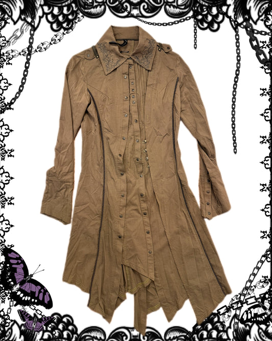 OZZ ON Multi-Layers Brown Shirt Dress