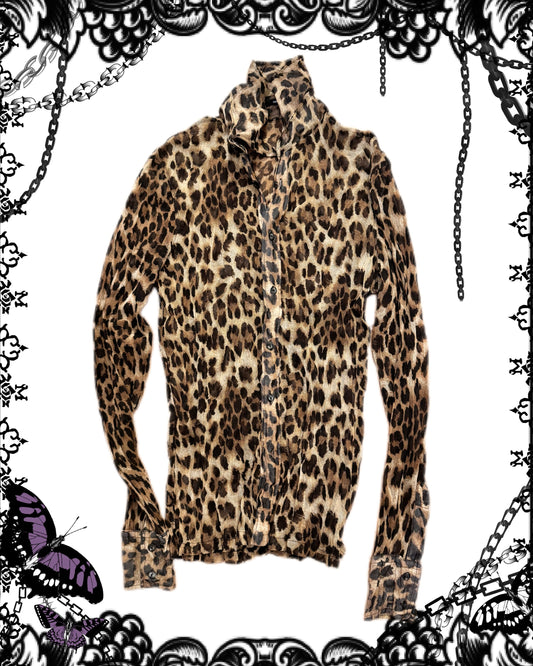 Leopard Print Mesh Shirt