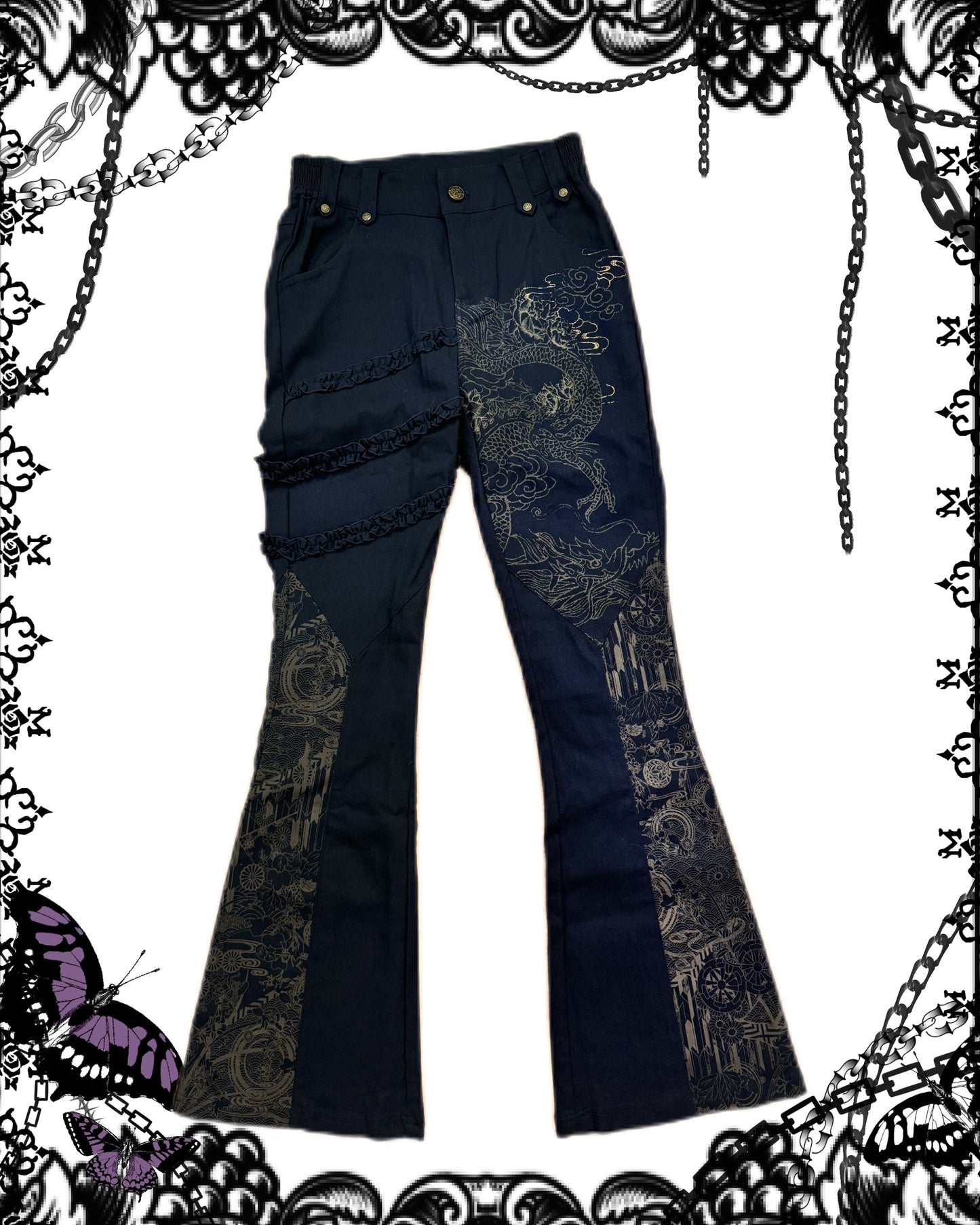 OZZ ON Dragon Print Jeans