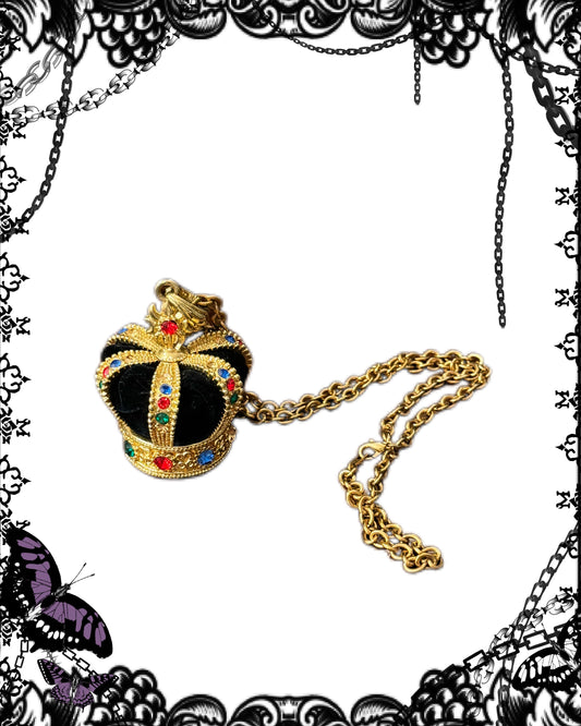 Black Peace Now Crown Pendant Jewel Necklace