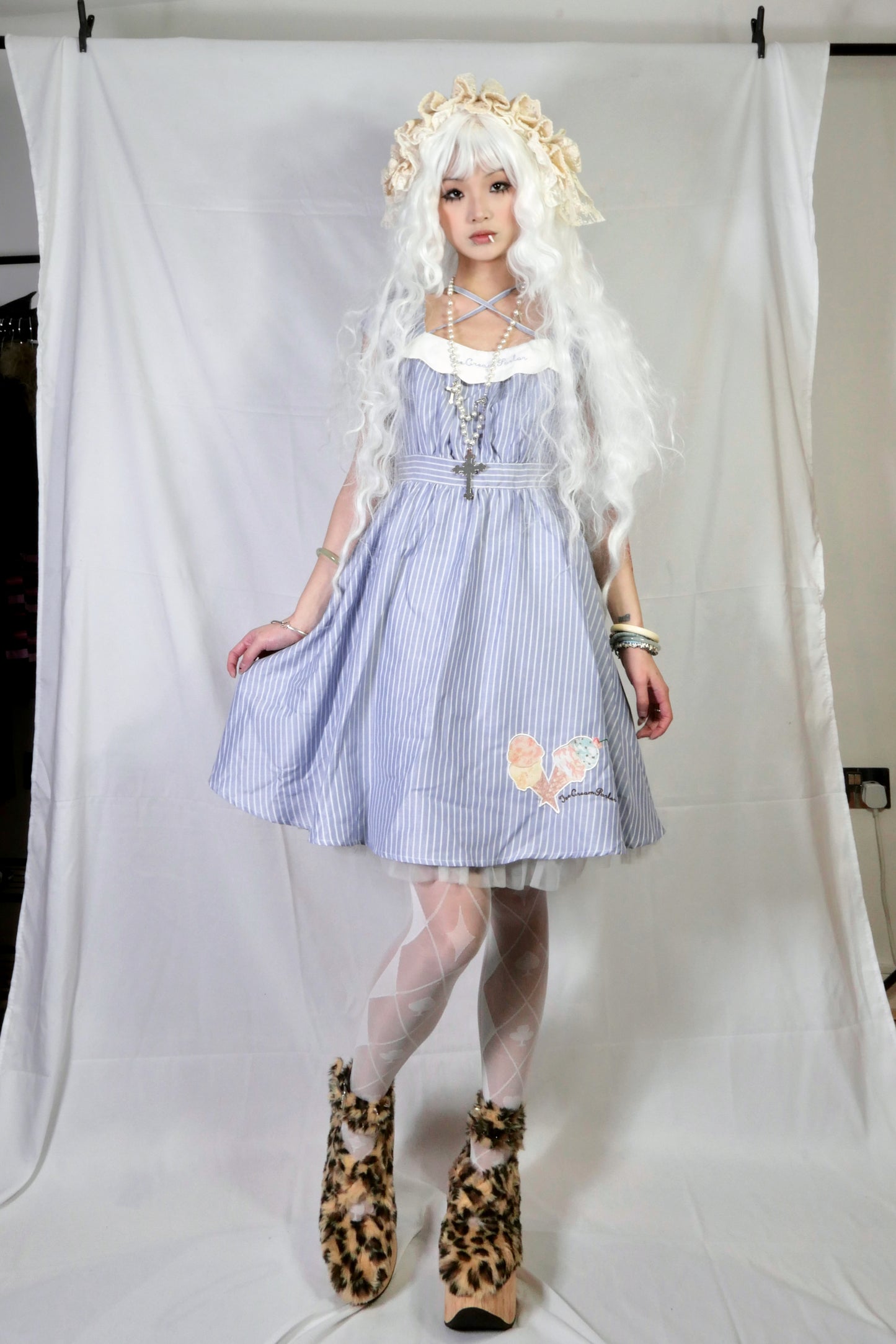 Secret Honey Stripe Ice Cream Print Dress