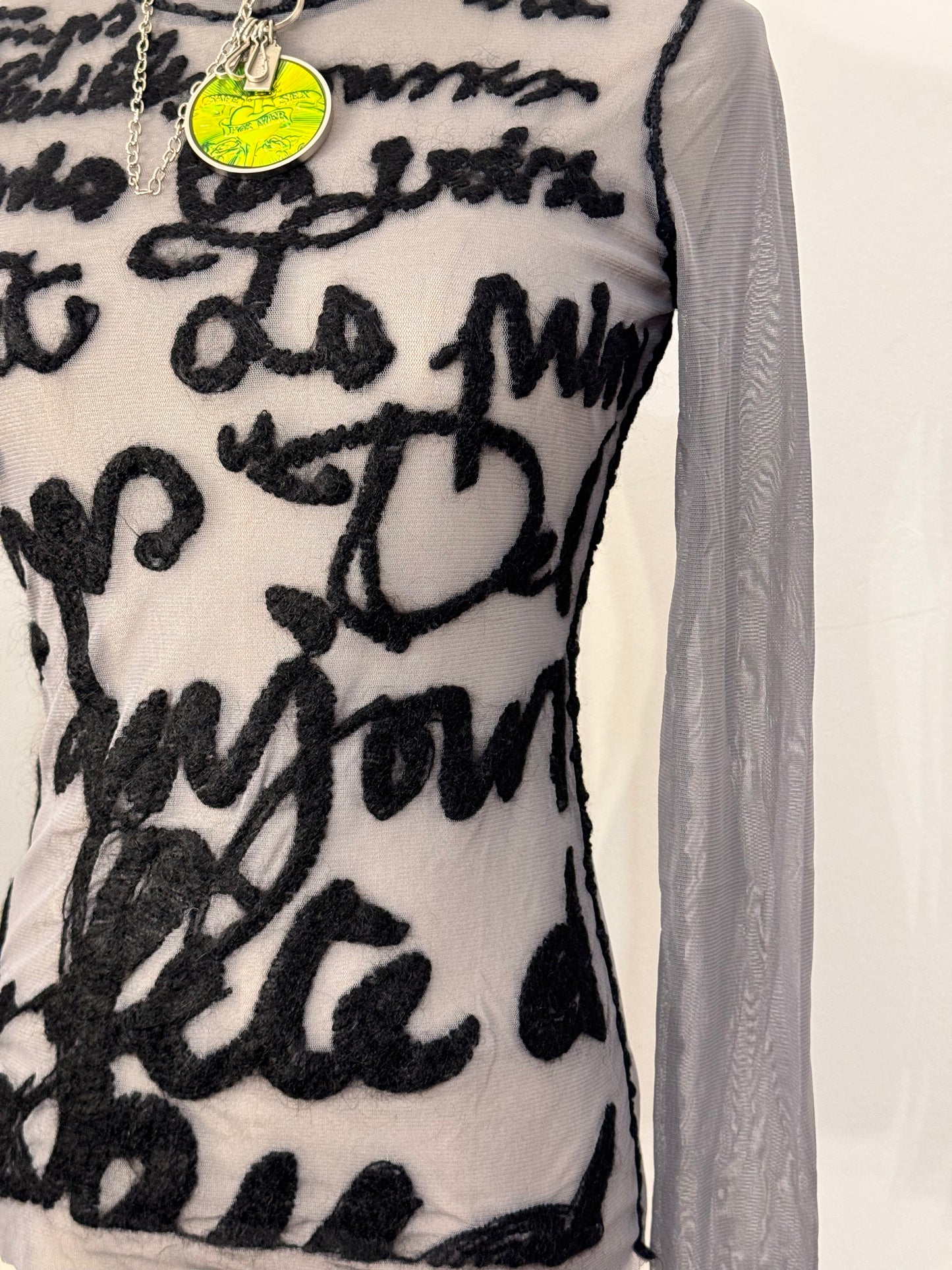 Jean Paul Gaultier Letter Print Mesh Top