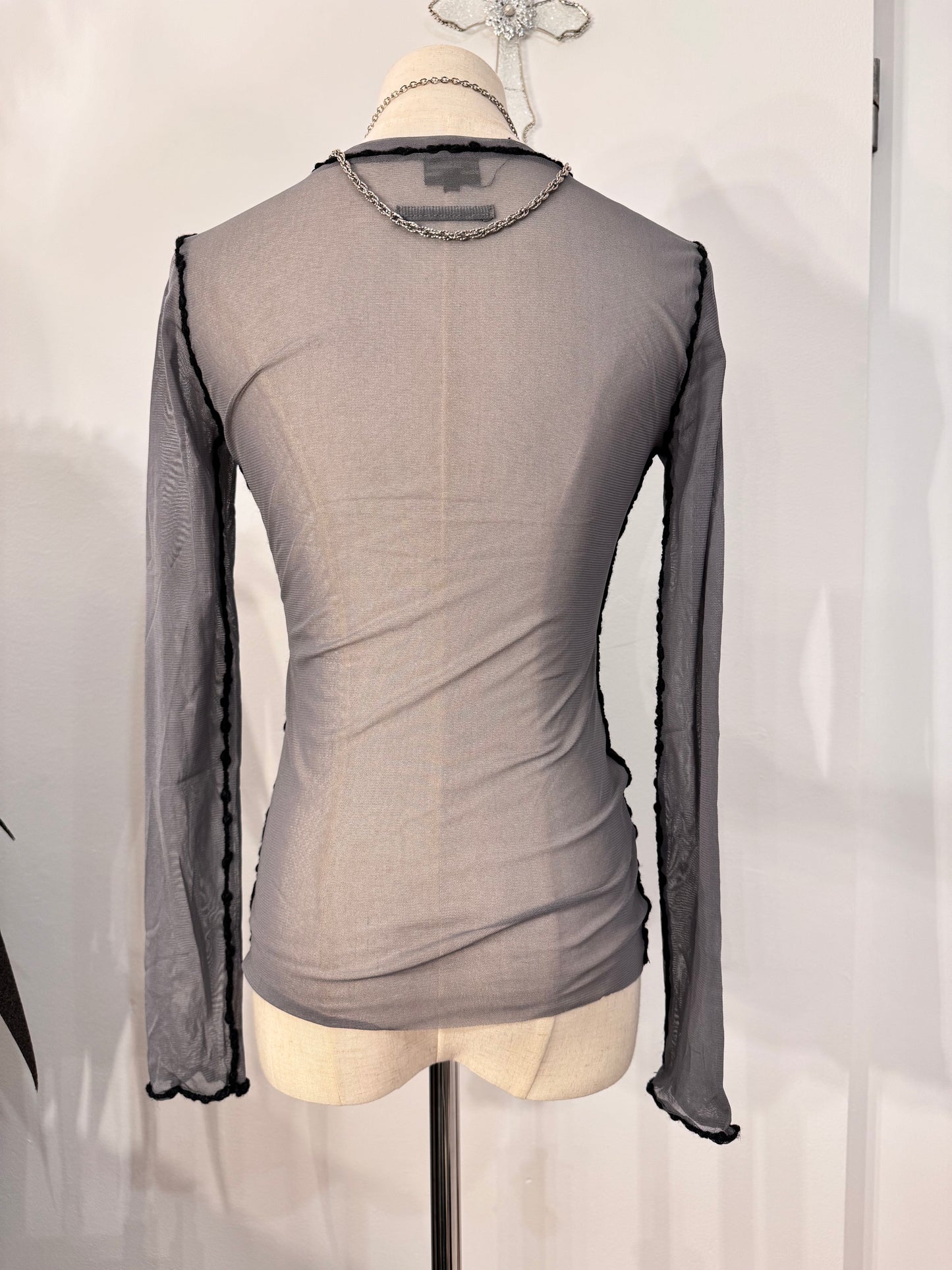 Jean Paul Gaultier Letter Print Mesh Top