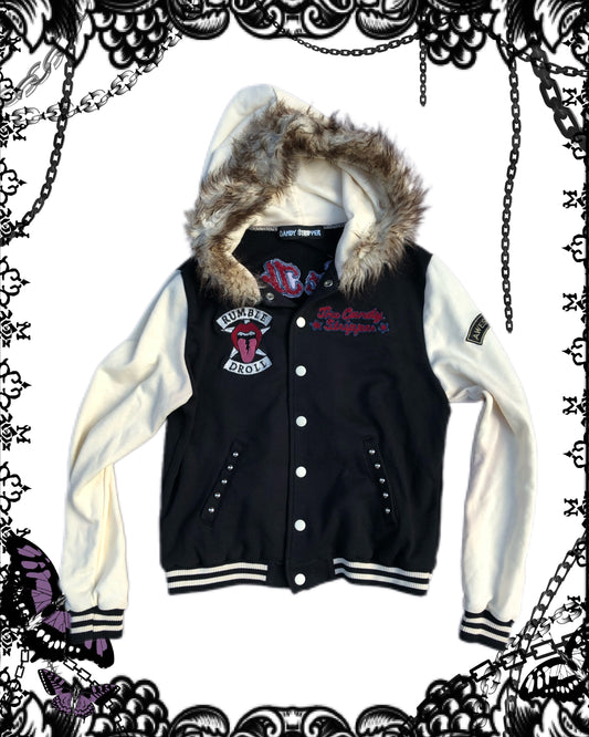 Varsity Jacket with Fur Hood