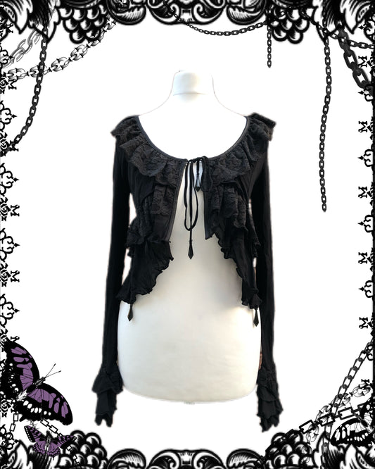 OZZ ON Black Ruffle Blouse