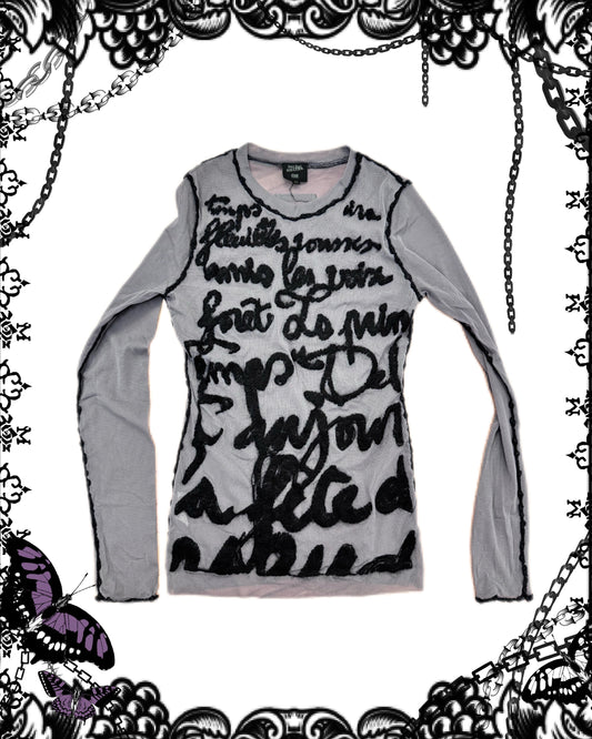 Jean Paul Gaultier Letter Print Mesh Top