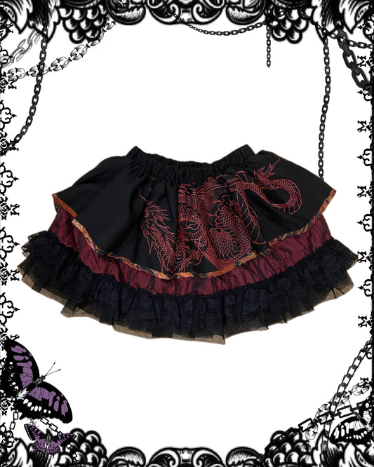 Qutie Frash Dragon Print Multi-Layers Skirt