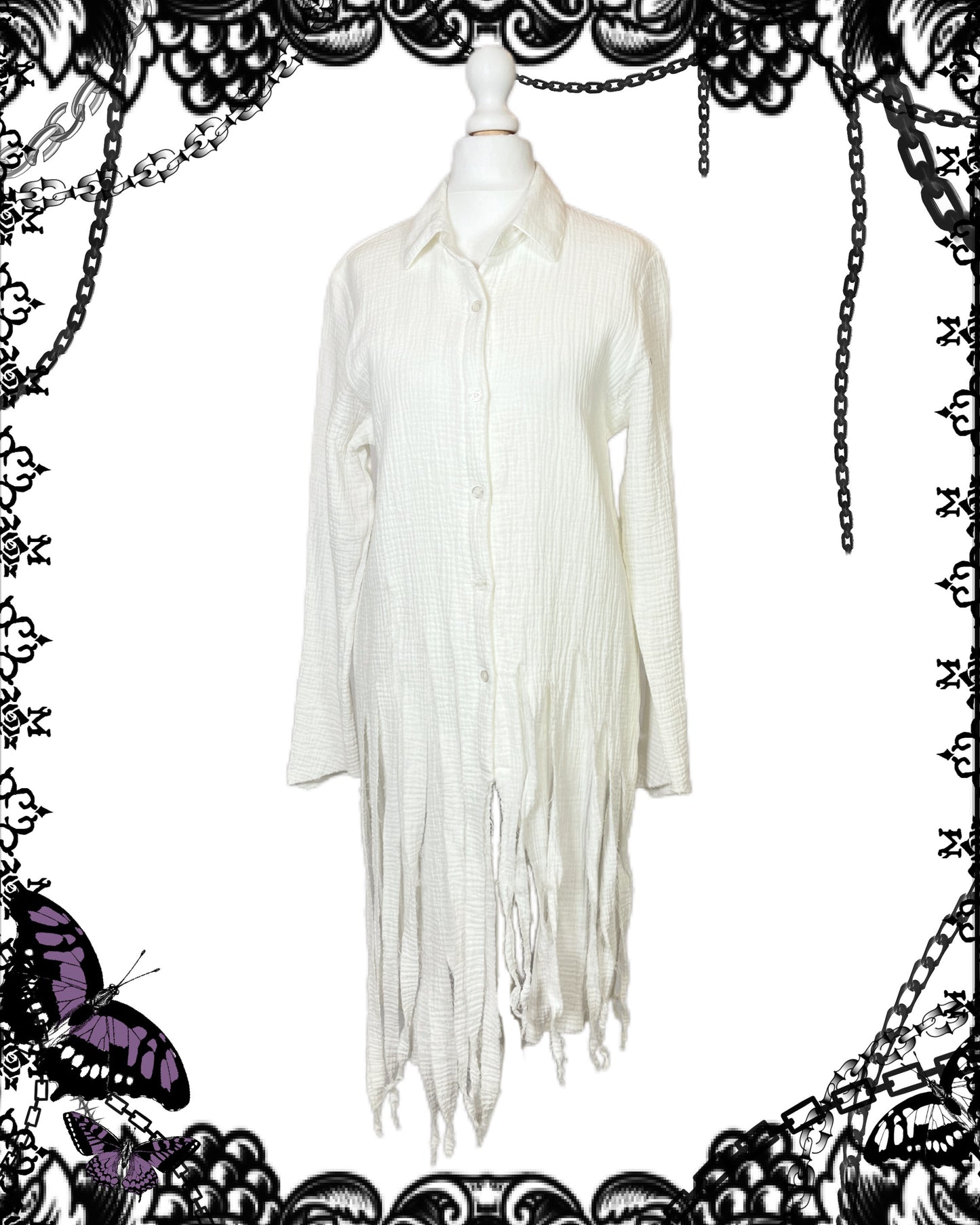 Drughoney White Button Up Shirt Dress
