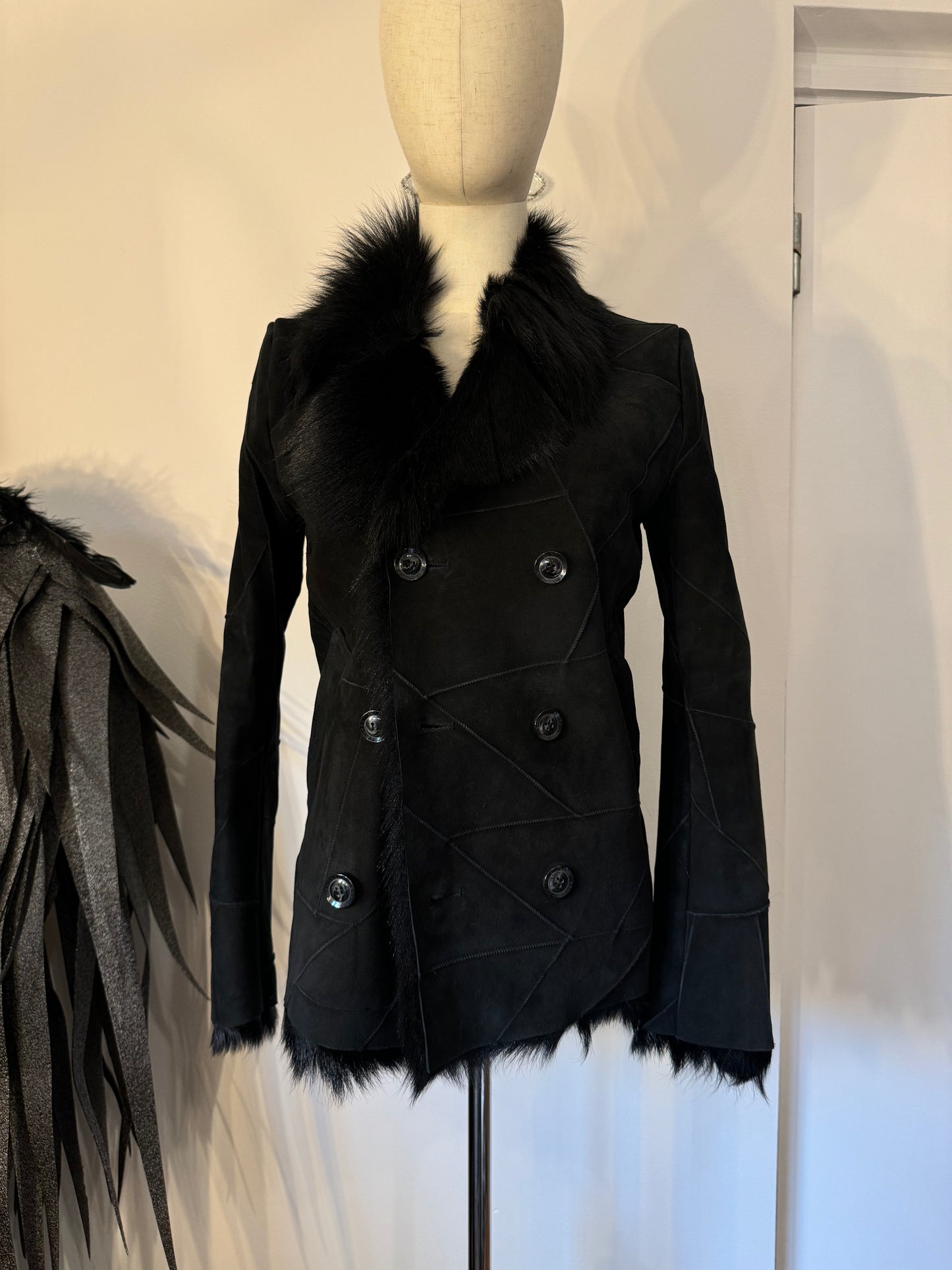 Fuga Double-breasted Fur Collar Jacket