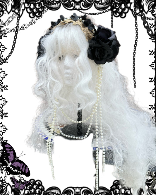 Triple Fortune Rose and Pearl Headband