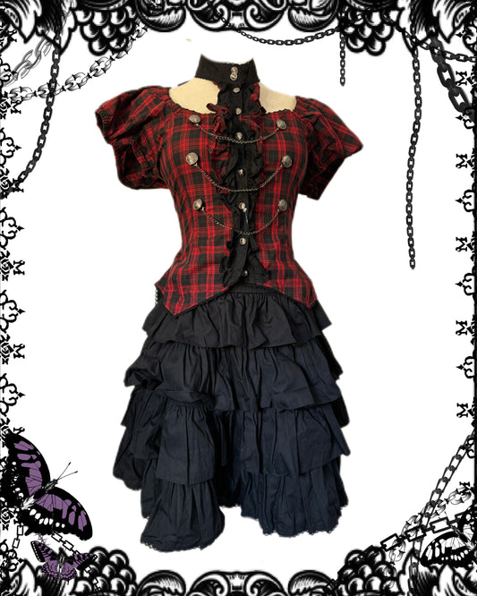 Putumayo Plaid Top and Ruffle Skirt Set